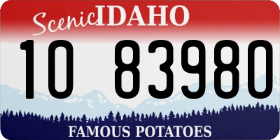 ID license plate 1O8398O