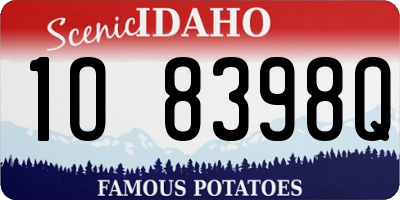 ID license plate 1O8398Q