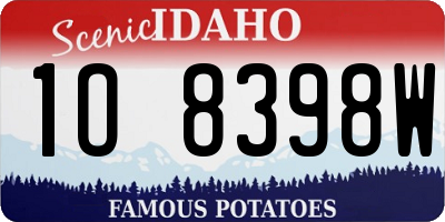 ID license plate 1O8398W