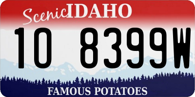 ID license plate 1O8399W
