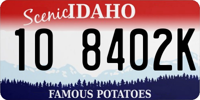 ID license plate 1O8402K
