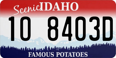 ID license plate 1O8403D