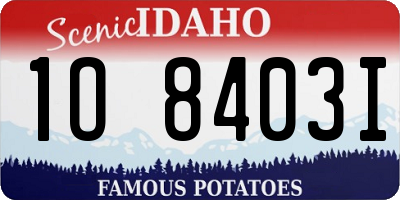 ID license plate 1O8403I