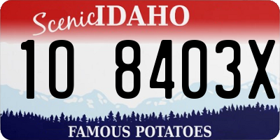 ID license plate 1O8403X