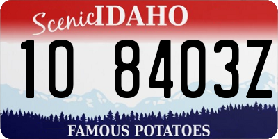 ID license plate 1O8403Z