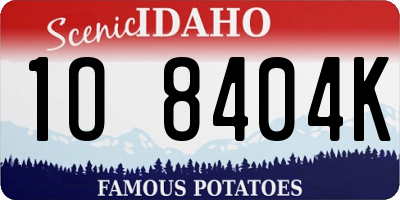 ID license plate 1O8404K