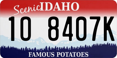 ID license plate 1O8407K