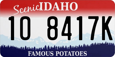 ID license plate 1O8417K