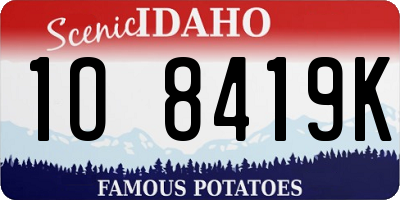 ID license plate 1O8419K