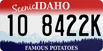 ID license plate 1O8422K