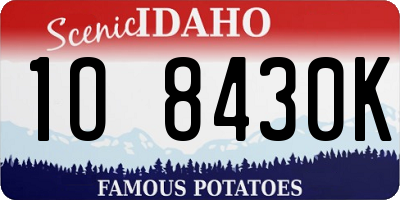 ID license plate 1O8430K