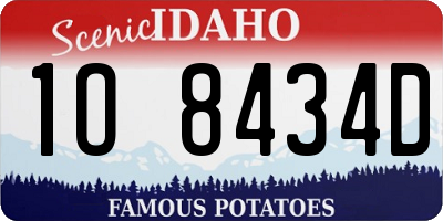 ID license plate 1O8434D