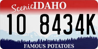 ID license plate 1O8434K