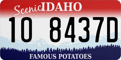 ID license plate 1O8437D