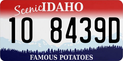 ID license plate 1O8439D