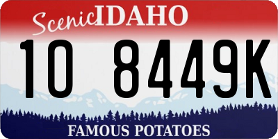 ID license plate 1O8449K
