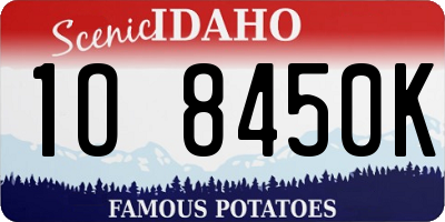 ID license plate 1O8450K