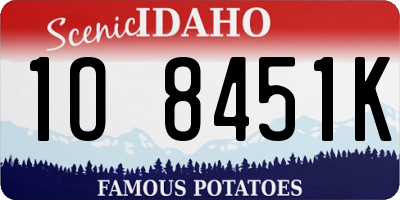 ID license plate 1O8451K