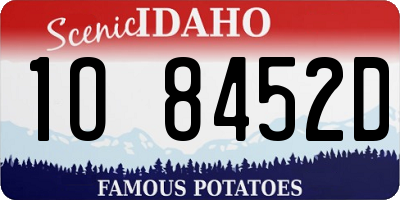 ID license plate 1O8452D