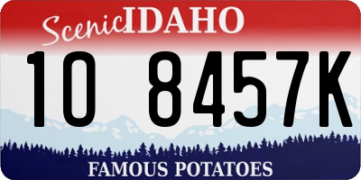 ID license plate 1O8457K