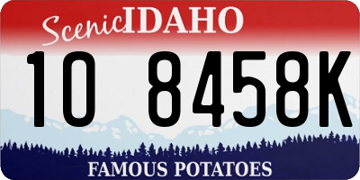 ID license plate 1O8458K