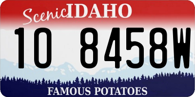 ID license plate 1O8458W
