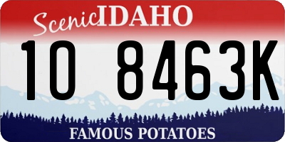 ID license plate 1O8463K