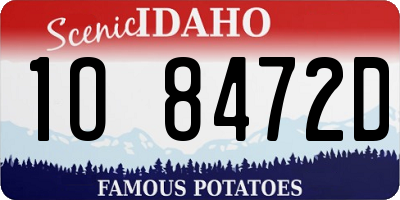 ID license plate 1O8472D