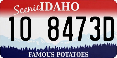 ID license plate 1O8473D
