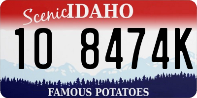 ID license plate 1O8474K