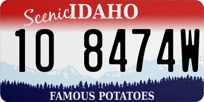 ID license plate 1O8474W