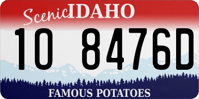ID license plate 1O8476D