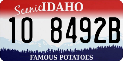 ID license plate 1O8492B