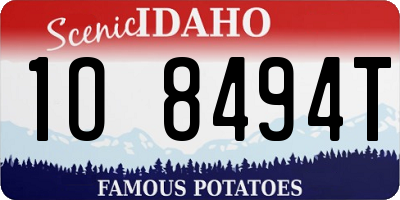 ID license plate 1O8494T