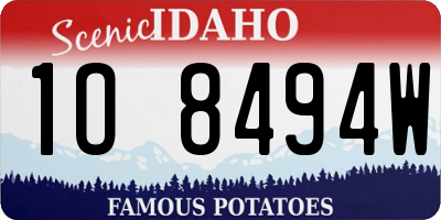 ID license plate 1O8494W