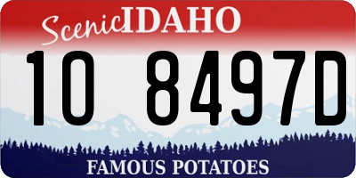 ID license plate 1O8497D