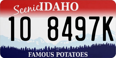 ID license plate 1O8497K