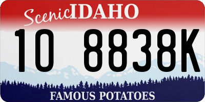 ID license plate 1O8838K