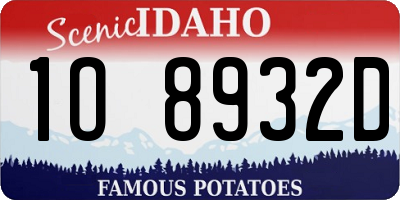 ID license plate 1O8932D