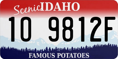 ID license plate 1O9812F