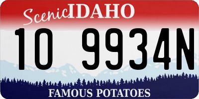 ID license plate 1O9934N
