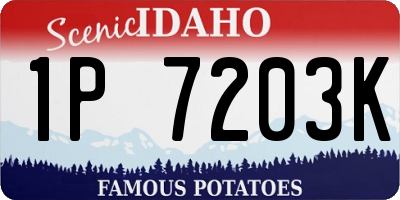 ID license plate 1P7203K