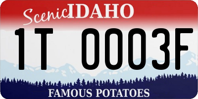 ID license plate 1T0003F