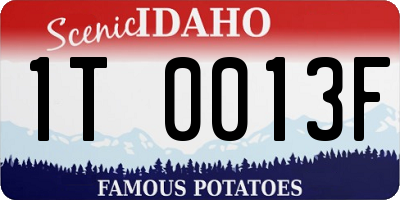 ID license plate 1T0013F