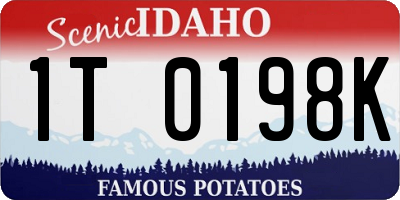 ID license plate 1T0198K