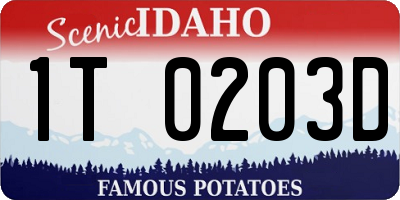 ID license plate 1T0203D