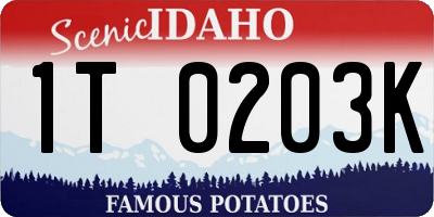 ID license plate 1T0203K