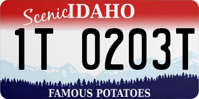 ID license plate 1T0203T
