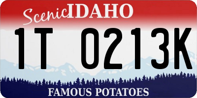 ID license plate 1T0213K