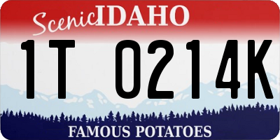 ID license plate 1T0214K